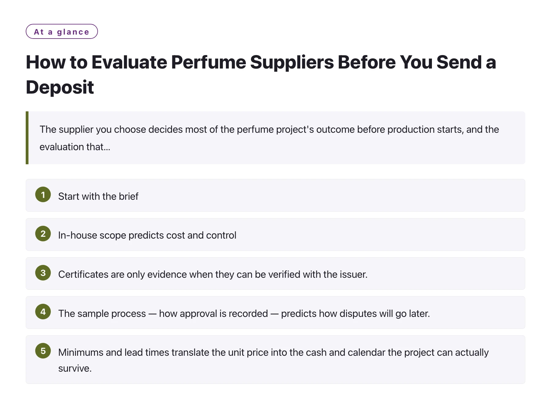 How to Evaluate Perfume Suppliers Before You Send a Deposit——全文要点速览